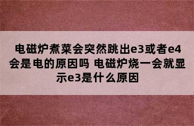 电磁炉煮菜会突然跳出e3或者e4会是电的原因吗 电磁炉烧一会就显示e3是什么原因